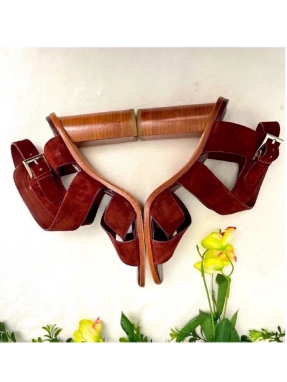 Joie Avery Burgundy Suede Strappy Block Heels Size 38.5/8.5